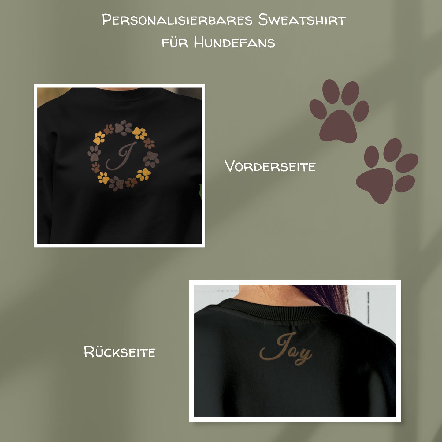 Pfotenliebe zum Anziehen – personalisiert mit Buchstabe vorne & Name auf dem Rücken