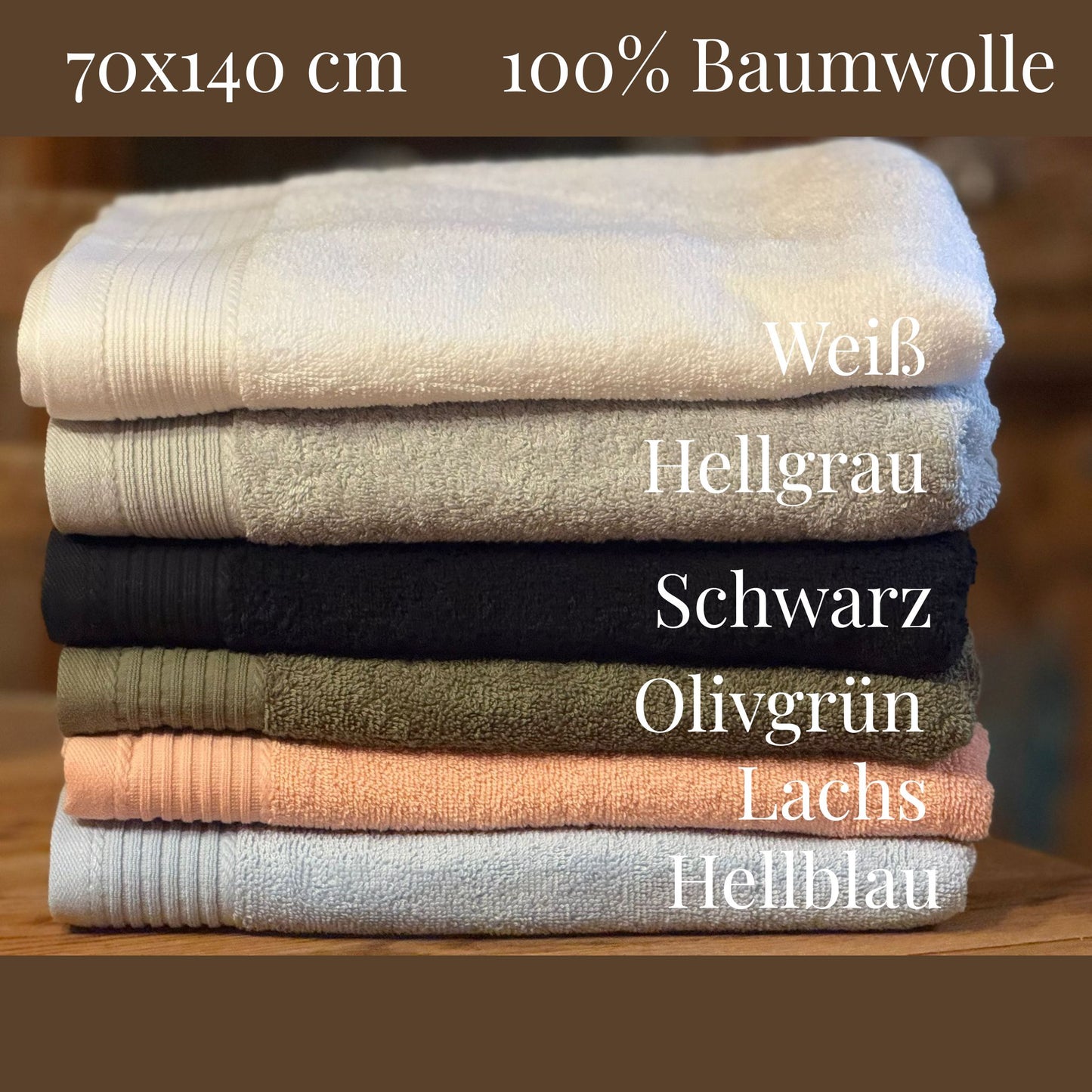 Badetücher in verschiedenen Farben, Baumwolle 70 x 140 cm, personalisierbar