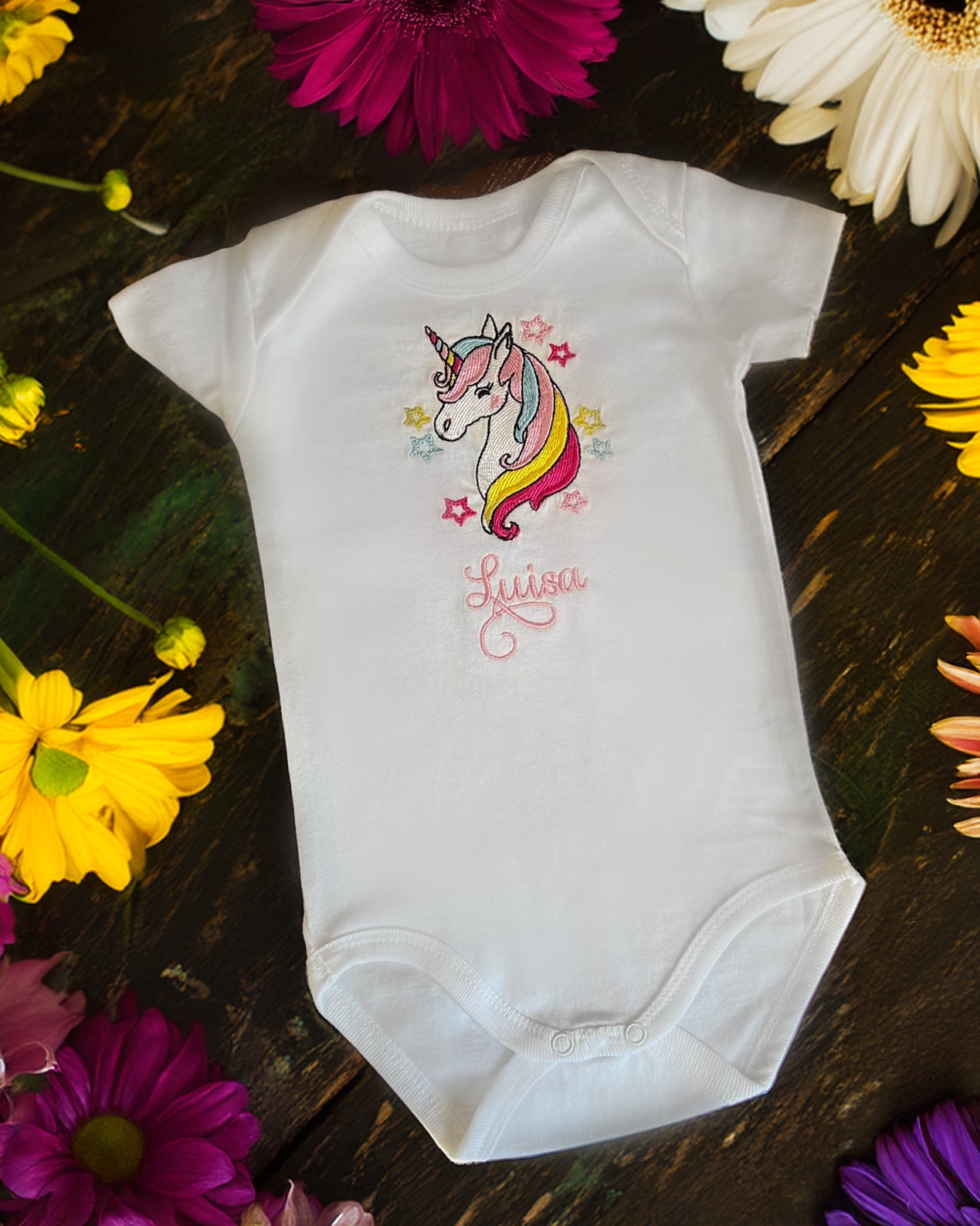 Personalisierter Baby Body Einhorn