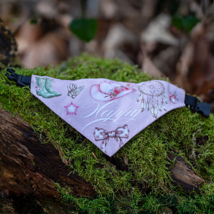 Hunde-Bandana mit Namen personalisiert, Western-Boho Stil, hochwertiger Sublimationsdruck