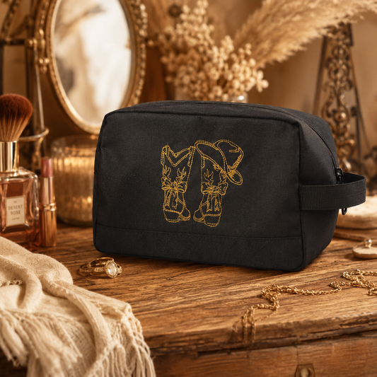 Personalisierter Kulturbeutel / Kosmetiktasche - Motiv & Initialen Western Look