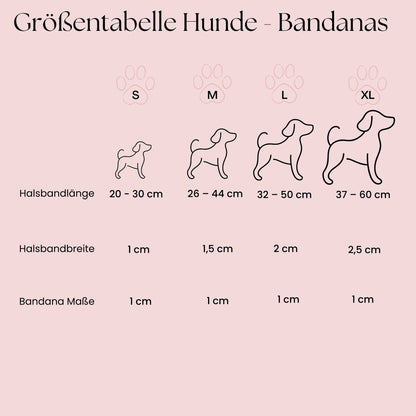 Größentabelle für Hunde-Bandana mit Halsband in S M L XL
