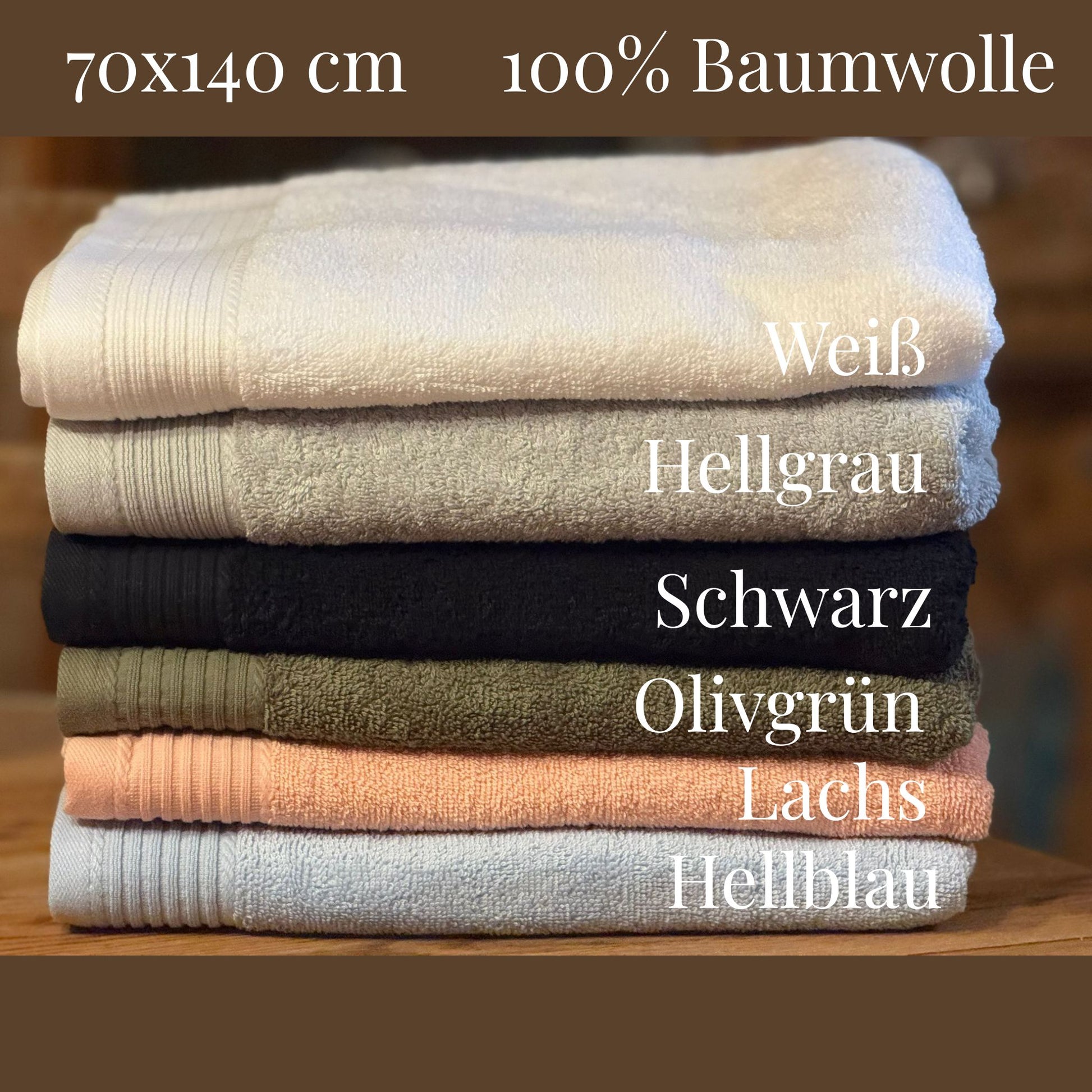 Badetücher in verschiedenen Farben, Baumwolle 70 x 140 cm, personalisierbar