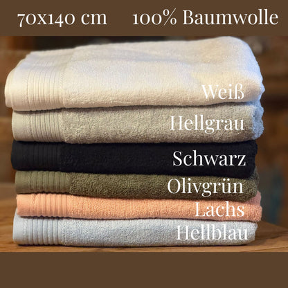 Badetücher in verschiedenen Farben, Baumwolle 70 x 140 cm, personalisierbar